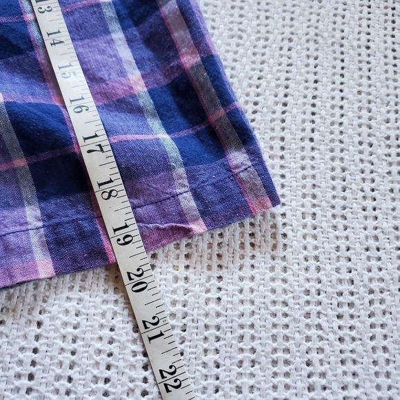 VTG 90's AJ Brandon Women's 7/8 Pink Blue Plaid Pleated High Waist Shorts 26" - Picture 11 of 11